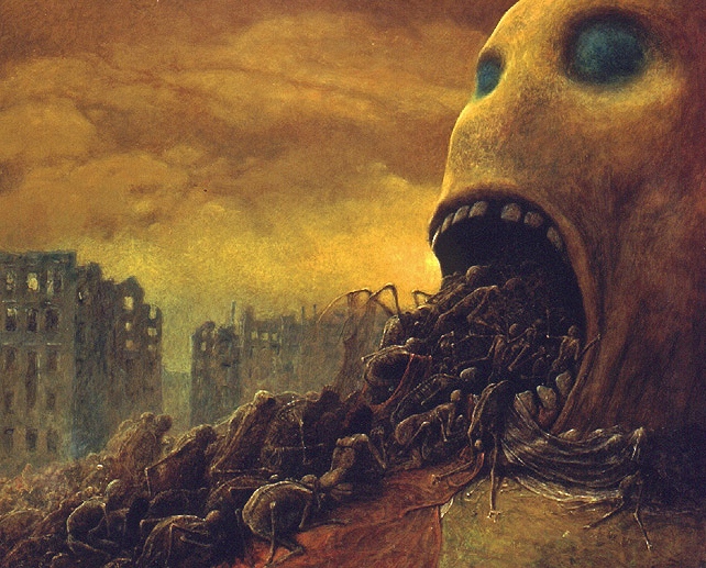 Zdzisław Beksiński, Bez tytułu, źródło Dmochowski Gallery http://beksinski.dmochowskigallery.net/introduction.php