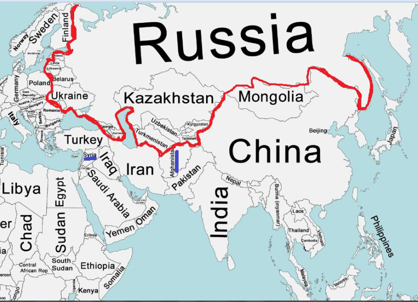 Mapa Związku Radzieckiego. Źródło: The Russian Expeditions in Afghanistan (1979) and Syria (2015) : A Comparison